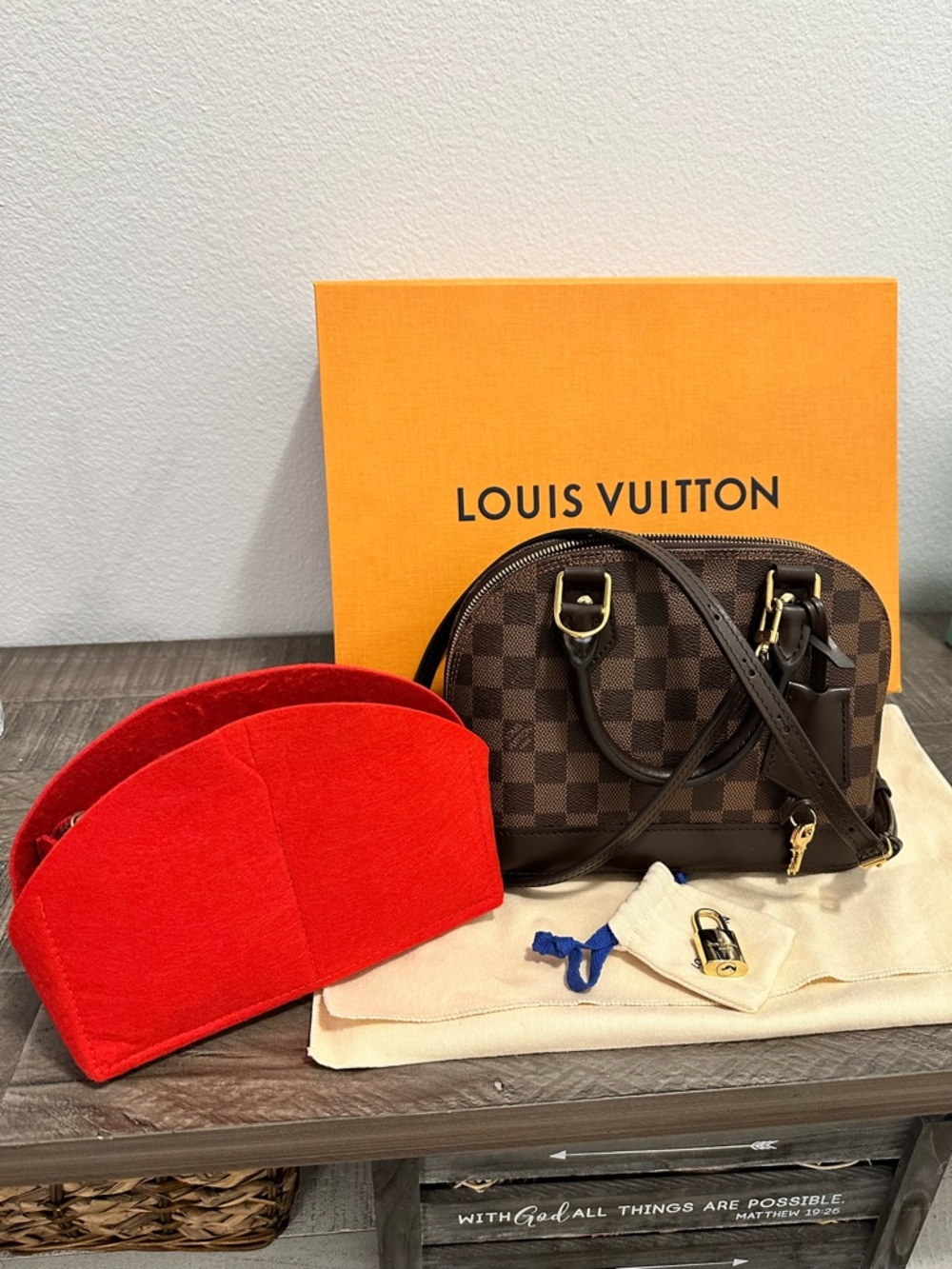 Louis Vuitton Damier Ebene Alma BB Handbag with Adjustable Strap - Picture 7 of 16